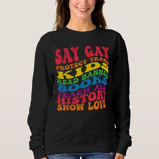 Camiseta Say Gay Protect Trans Kids Read Banned Books groov (Frente)