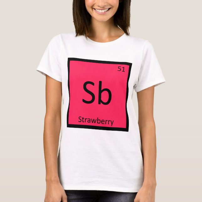 Camiseta Sb - Química de Fruta de morango Mesa periódica (Frente)