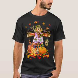 Camiseta Scarecrow Autumn Hello Fall Pumpkin Ação de Graças