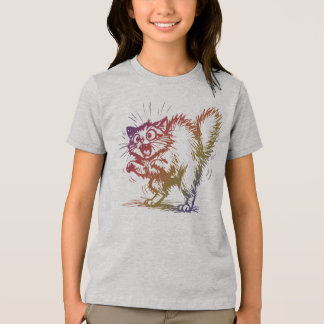 Camiseta Scared Cat Design T Shirt Tee Kids Casual Wear