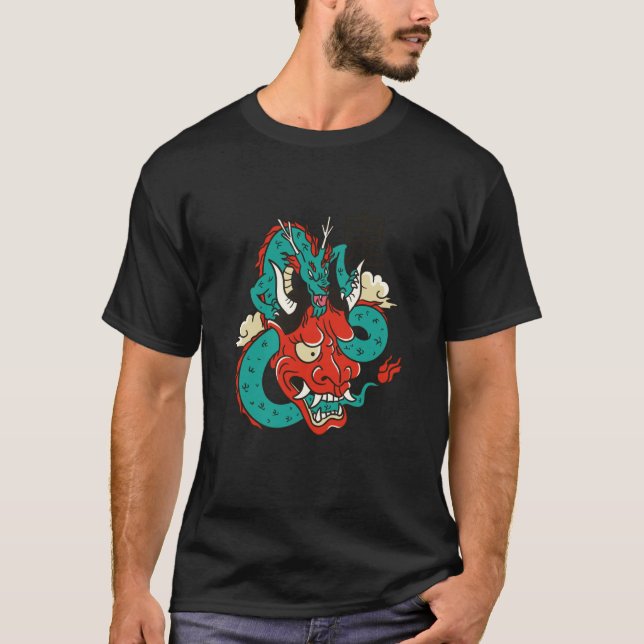 Camiseta Scary creepy asian japanese dragon (Frente)