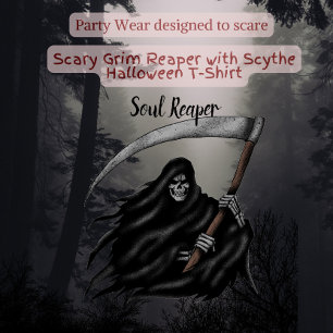 Camiseta Scary Grim Reaper com Scythe Halloween