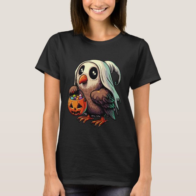 Camiseta Scary Halloween Kiwi Bird Ghost Spooky Candy Bag 2 (Frente)