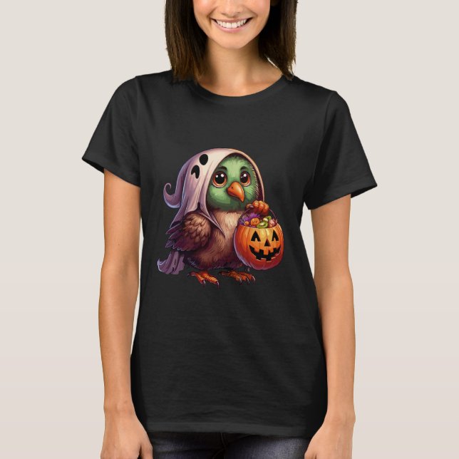 Camiseta Scary Halloween Kiwi Bird Ghost Spooky Candy Bag 9 (Frente)