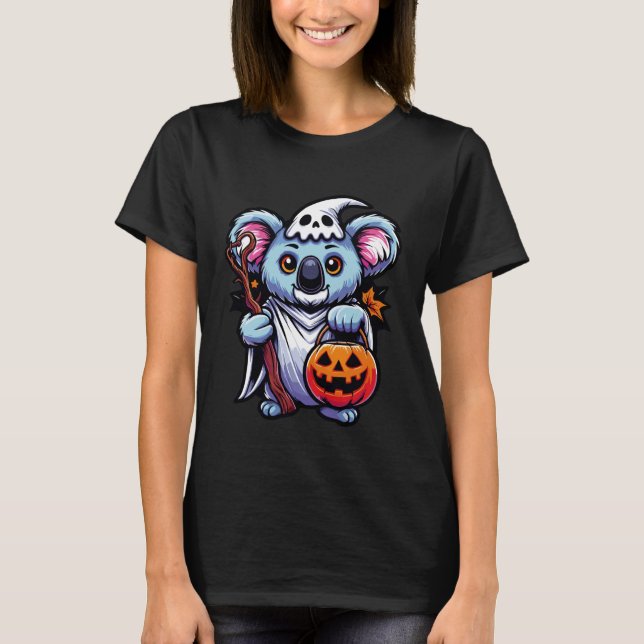 Camiseta Scary Halloween Koala Ghost Spooky Candy Bag (Frente)