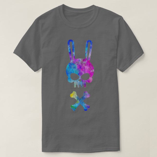Camiseta Scary Skull And Crossbones Bad Rabbit Horror Bunny (Frente do Design)