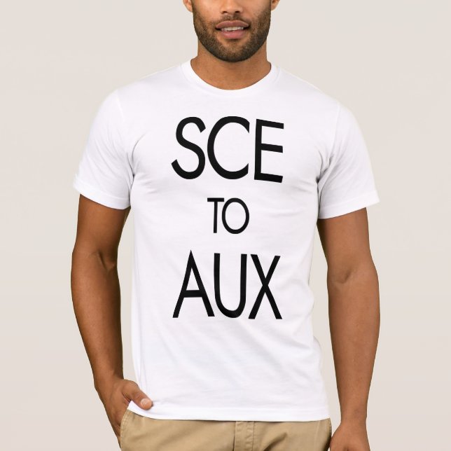 Camiseta SCE para AUX como a Funny Space Race e Rocket Scie (Frente)