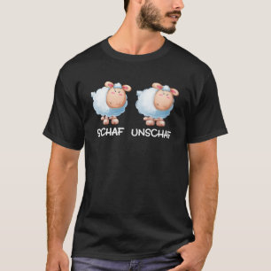 Camiseta Schaf Unschaf com texto alemão Kinder Wortwitz