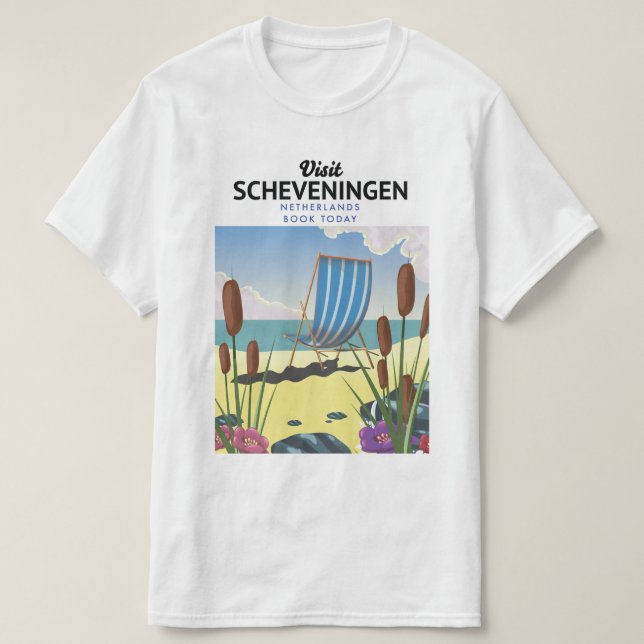 Camiseta Scheveningen Países Baixos - poster de praia (Frente do Design)
