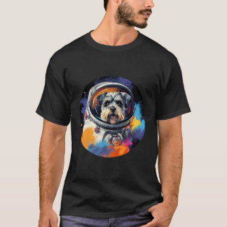 Camiseta Schnauzer Astronauta Engraçado Espaço Cachorro Eng