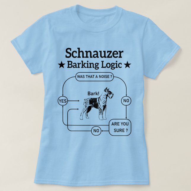 Camiseta Schnauzer Barking Logic Cão Legal Pet Lover Sarcas (Frente do Design)