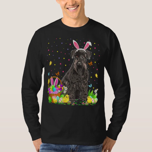 Camiseta Schnauzer Cão Cachorro Páscoa Caçando Páscoa Schna (Frente)