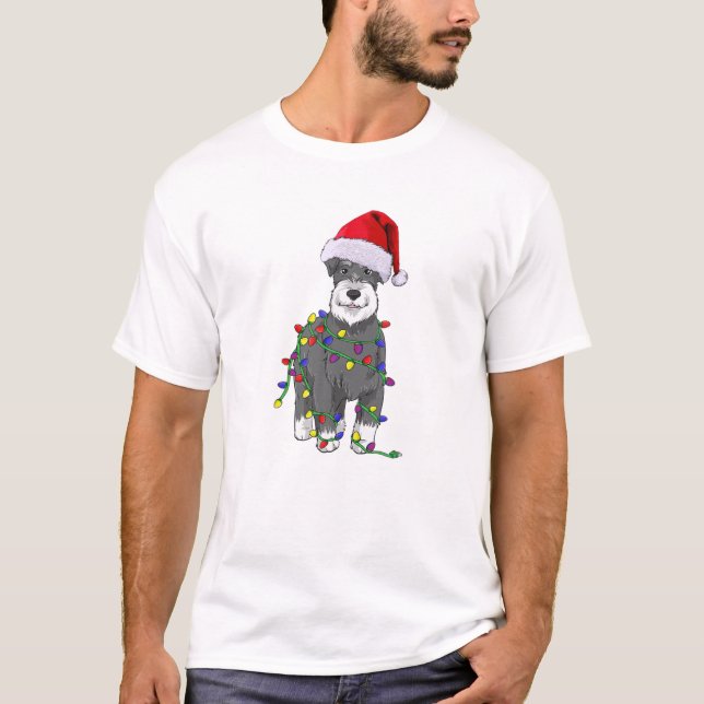 Camiseta Schnauzer Christmas Dog Holder Gift (Frente)