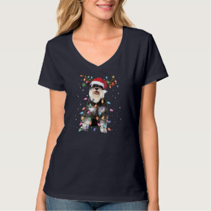 Camiseta Schnauzer Christmas Reindeer Light Pajama Dog Love