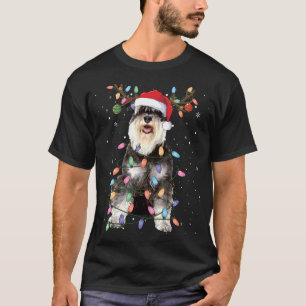 Camiseta Schnauzer Christmas Reindeer Light Pajama Dog Love
