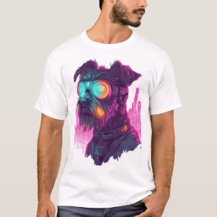 Camiseta Schnauzer Cyberpunk � Cão Neon Futurista