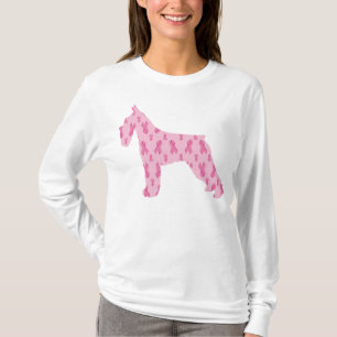 Camiseta Schnauzer de Fita Rosa para Cancer