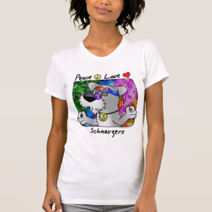 Camiseta Schnauzer do amor da paz dos desenhos animados