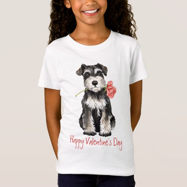 Camiseta Schnauzer do rosa dos namorados mini (Frente)