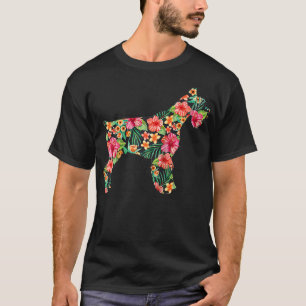 Camiseta Schnauzer Flor Funny Dog Silhouette Floral Gifes