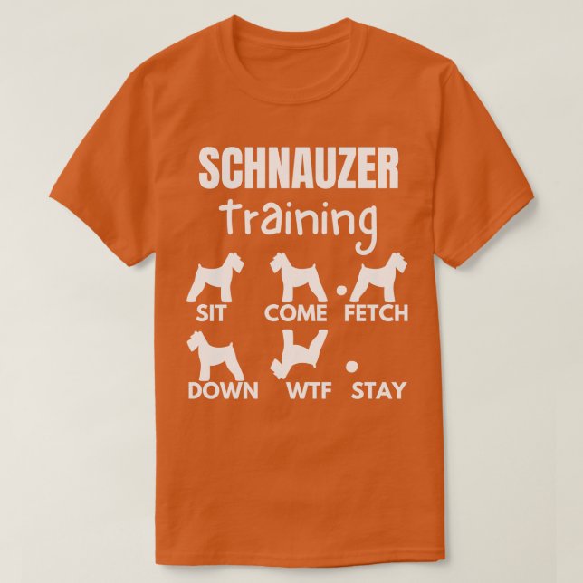 Camiseta Schnauzer Formação em Truques de Cachorro Schnauze (Frente do Design)