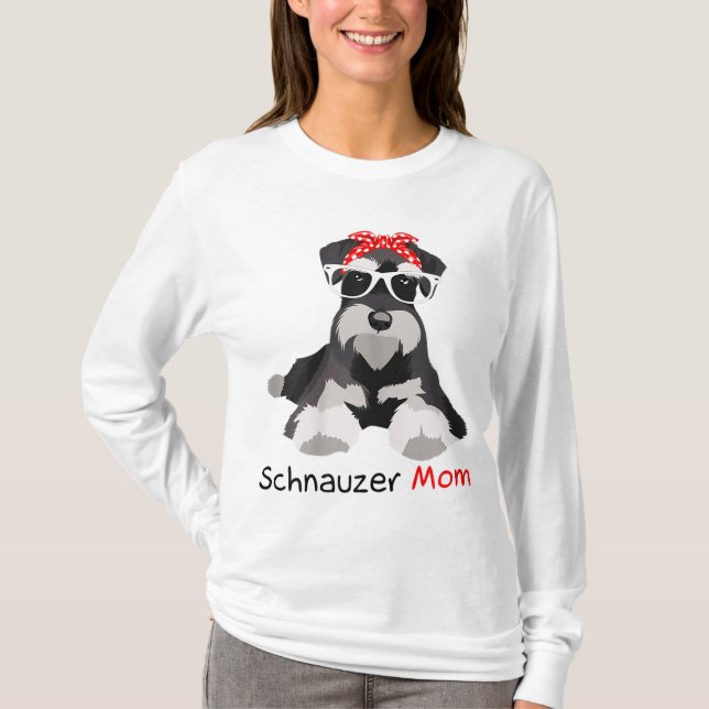 Camiseta Schnauzer Mãe Bandana Mulher Cão Schnauzer (Frente)