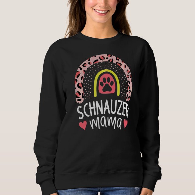Camiseta Schnauzer Mama Rainbow Leopard Cachorro Rosa Mãe C (Frente)