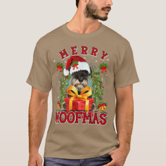 Camiseta Schnauzer Miniatura Feliz Natal Woofmas Luzes de N