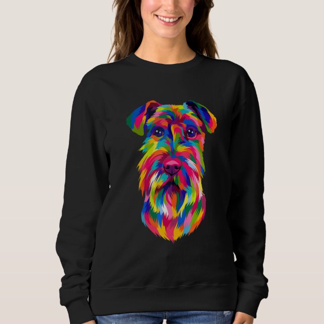Camiseta Schnauzer Pop Art Mini Schnauzer Portrait Dog Colo (Frente)