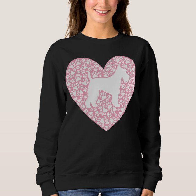 Camiseta Schnauzer Silhouette Heart Paws Adorable (Frente)