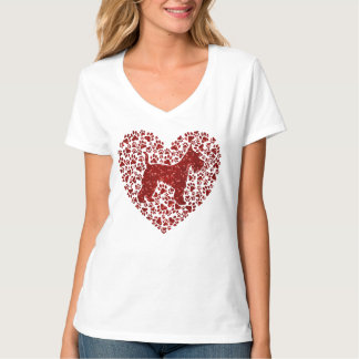 Camiseta Schnauzer Silhouette Heart Paws Adorable
