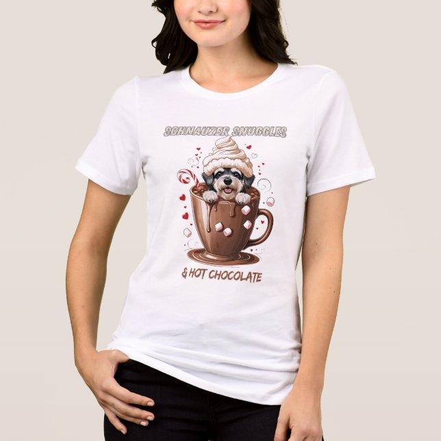 Camiseta Schnauzer Snuggles & Hot Chocolate (Frente)