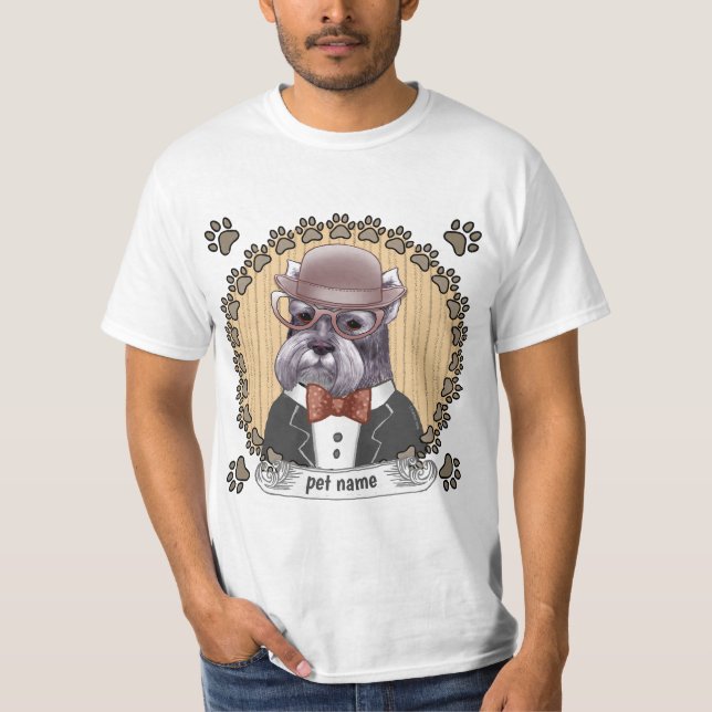 Camiseta Schnauzer vestindo Óculos (Frente)