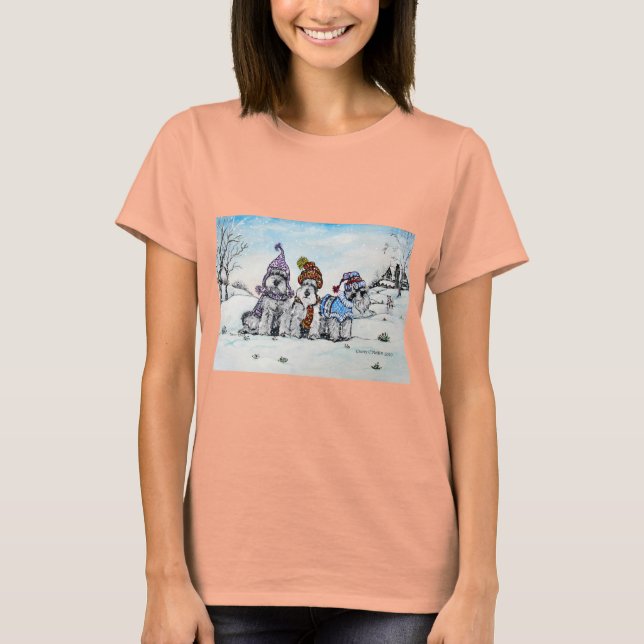 Camiseta Schnauzers no inverno (Frente)