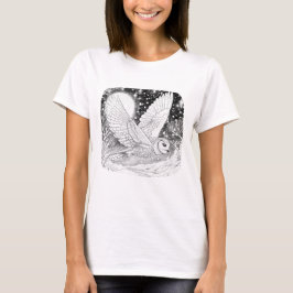 Camiseta Schneeeule Eule bei Nacht unterm Sternenhimmel