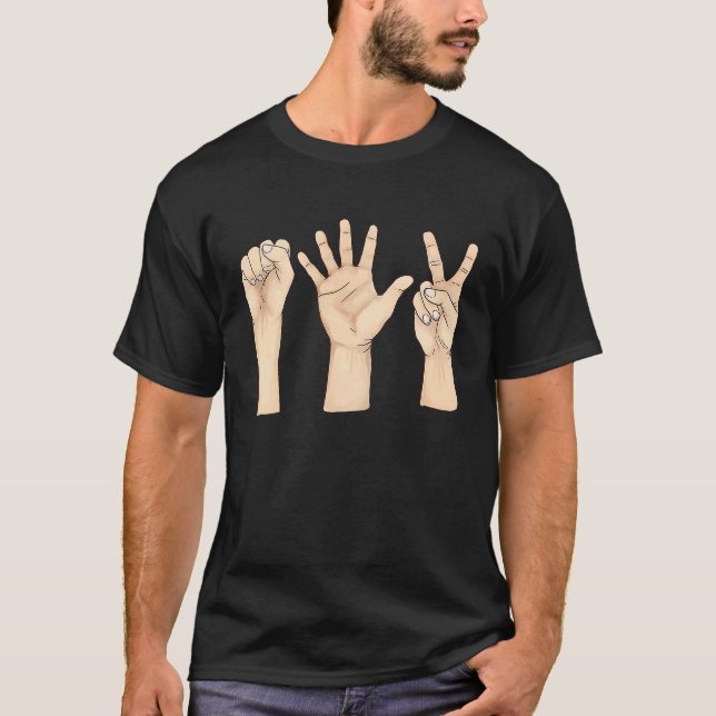 Camiseta Schnick Schnack Scissors Stone Paper Game Hands (Frente)