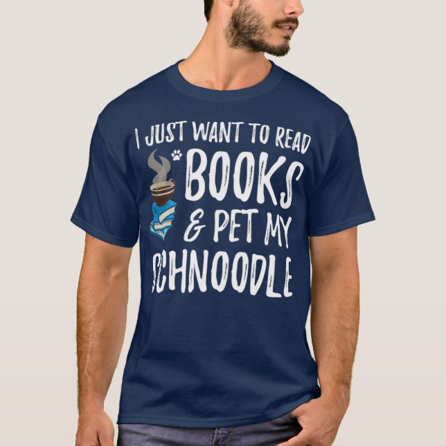 Camiseta Schnoodle Avid Book Reader Engraçado Cachorro Mãe  (Frente)