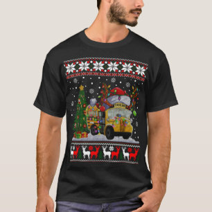 Camiseta School Bus Driver Reindeer Santa Hat Ugly Christma