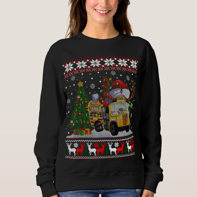 Camiseta School Bus Driver Reindeer Santa Hat Ugly Christma (Frente)