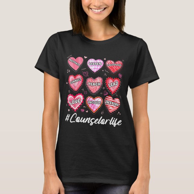 Camiseta School Counseling Counselor Life Hearts School Val (Frente)