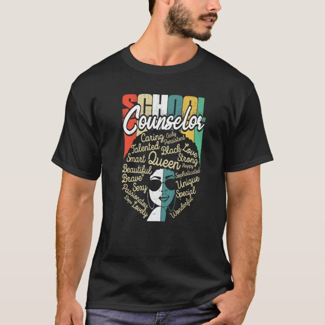 Camiseta School Counselor Black History Month Afro Melanin  (Frente)