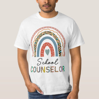 Camiseta School Counselor Leopard Rainbow Appreciation Back