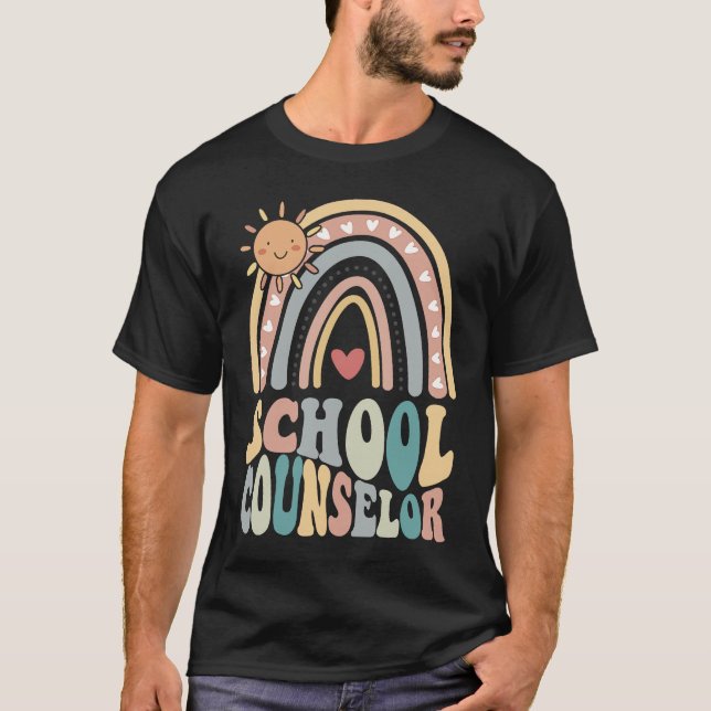 Camiseta School Counselor Rainbow Hippie School Office Teac (Frente)