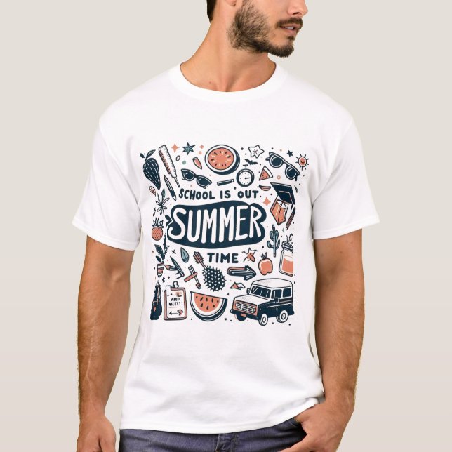 Camiseta School Is Out - Summer Time Fun Vacation (Frente)