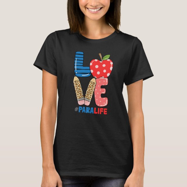 Camiseta School Love Pencil Apple  Para Life (Frente)