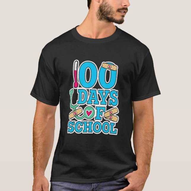 Camiseta School Nurse 100 Days Of School (Frente)