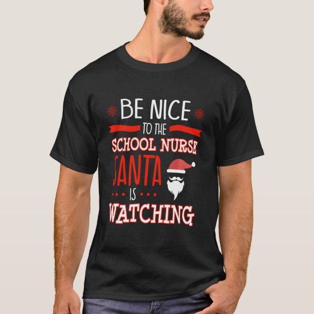 Camiseta School Nurse Ugly Santa Is Watching (Frente)
