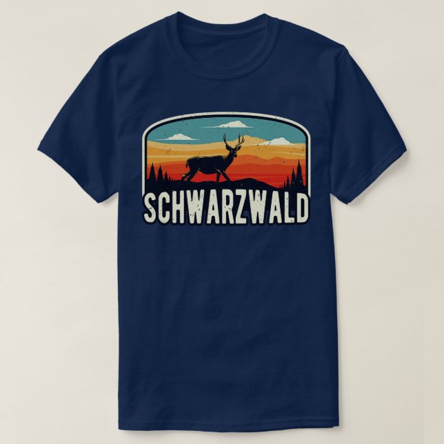Camiseta Schwarzwald Wild Hirsch Retro Schwaben (Frente do Design)