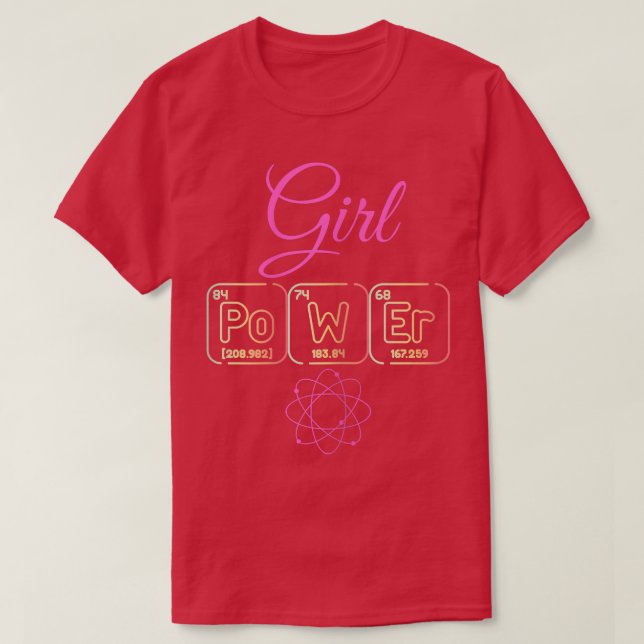 Camiseta Science Girl Power Feminist Periodic Table  (Frente do Design)