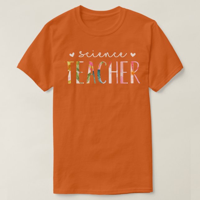 Camiseta Science Teacher Cute Floral Design 2147 (Frente do Design)